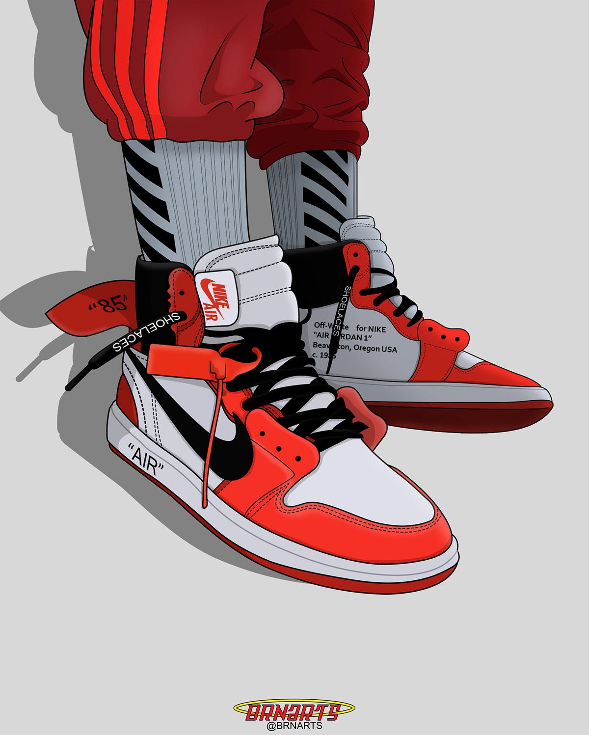 Off White Jordan 1 On Feet - HD Wallpaper 