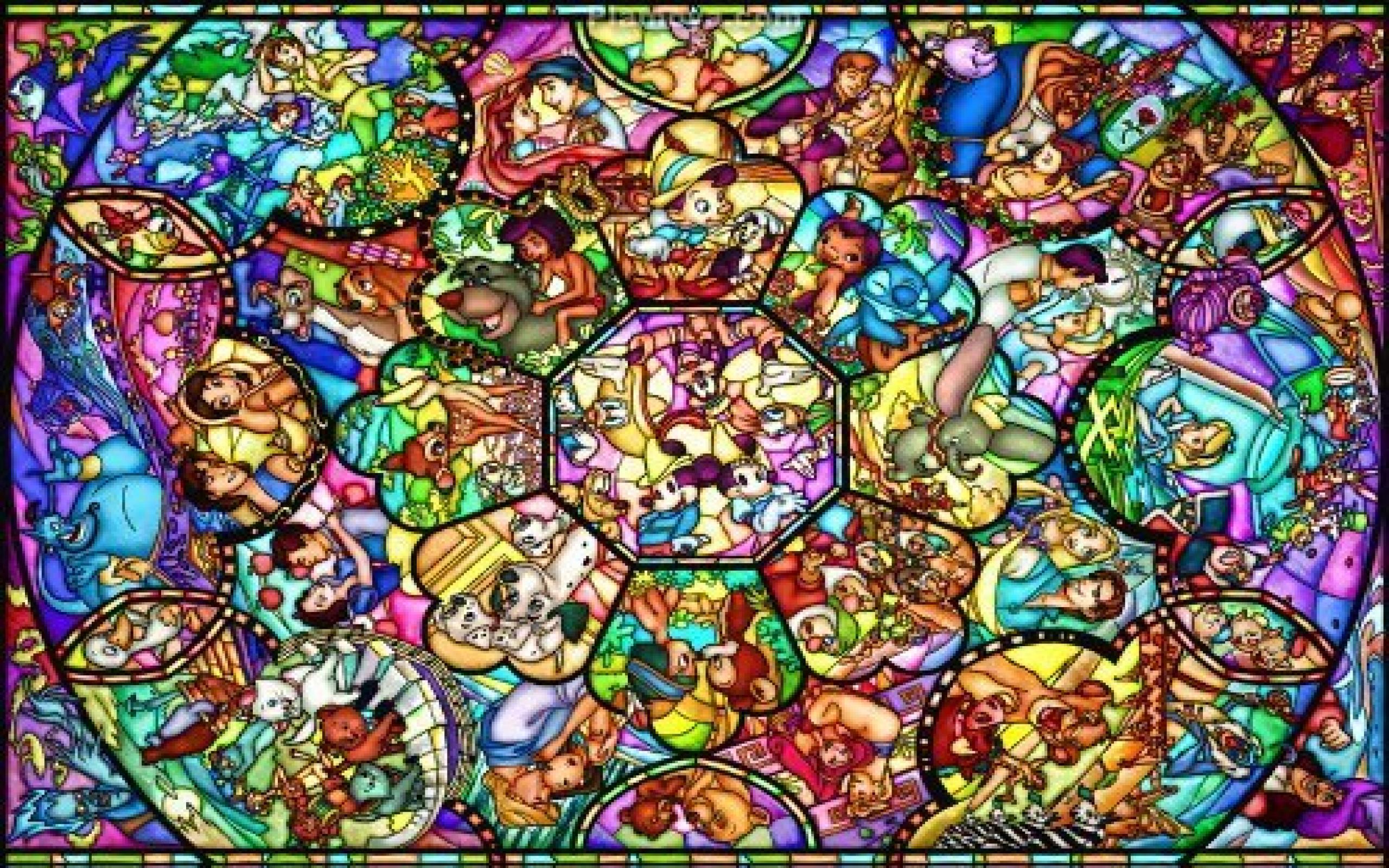 Disney Desktop Backgrounds - Disney Stained Glass Diamond Painting - HD Wallpaper 