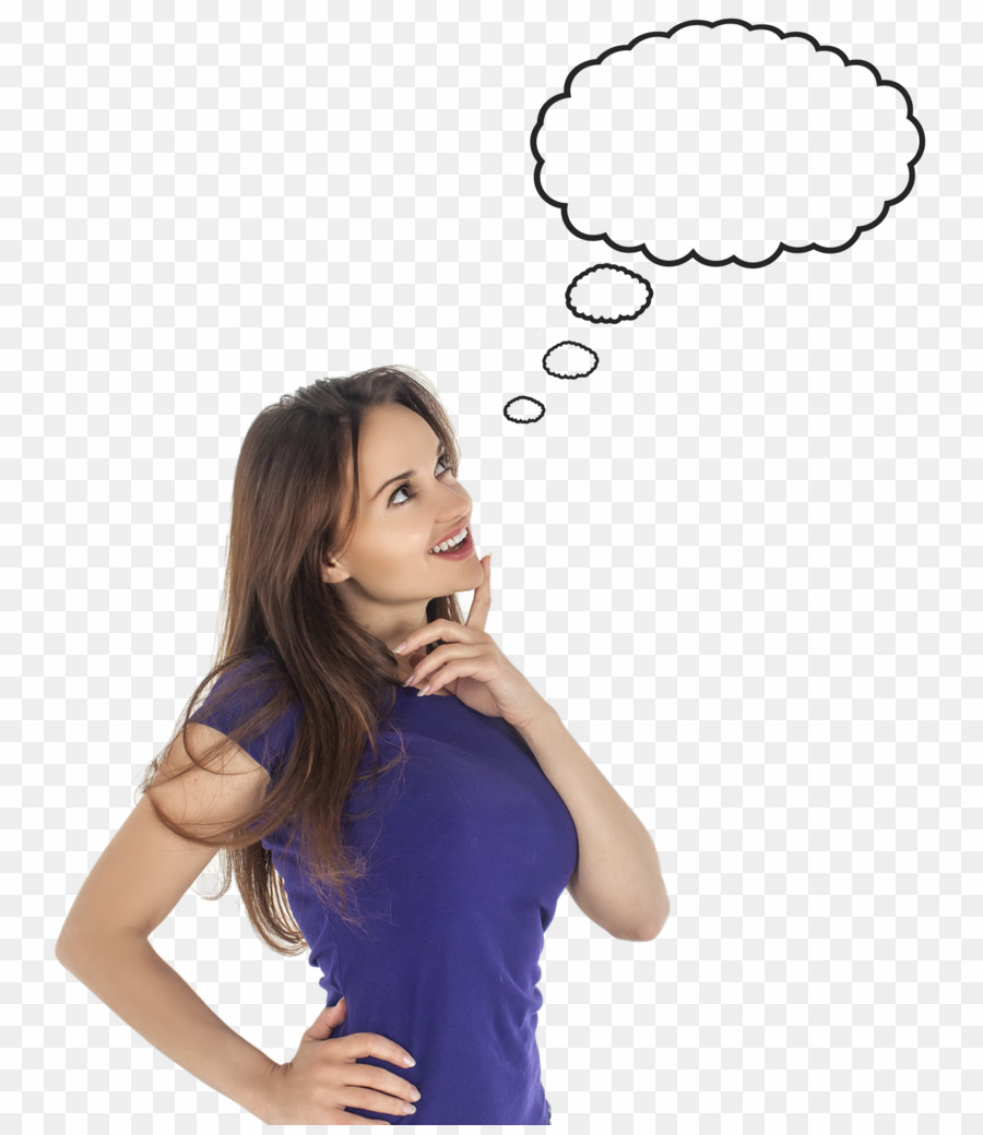 Thinking Girl Png Desktop Wallpaper Girl Clipart - Woman Thinking Blue Background - HD Wallpaper 