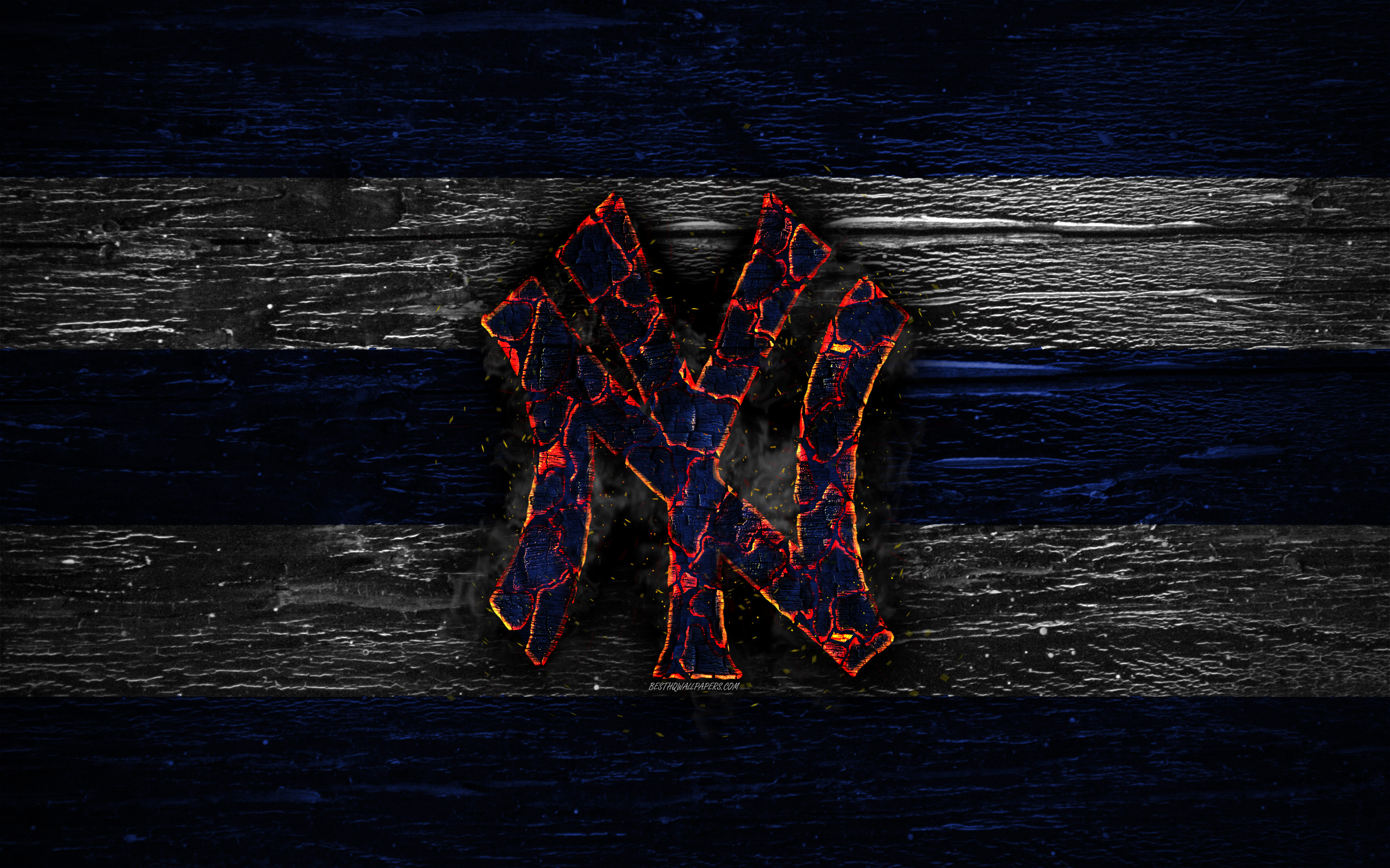 New York Yankees, Fire Logo, Mlb, Blue And White Lines, - Ac Sparta Praha Logo - HD Wallpaper 