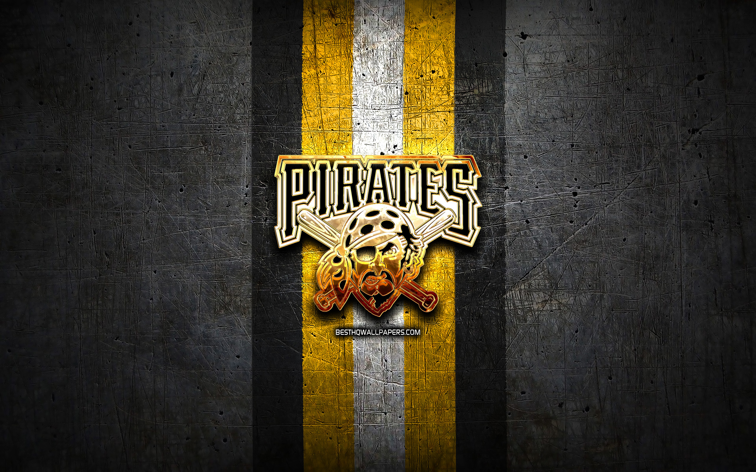 Pittsburgh Pirates, Golden Logo, Mlb, Black Metal Background, - Fondos De Pantalla De Los Piratas De Pittsburgh - HD Wallpaper 