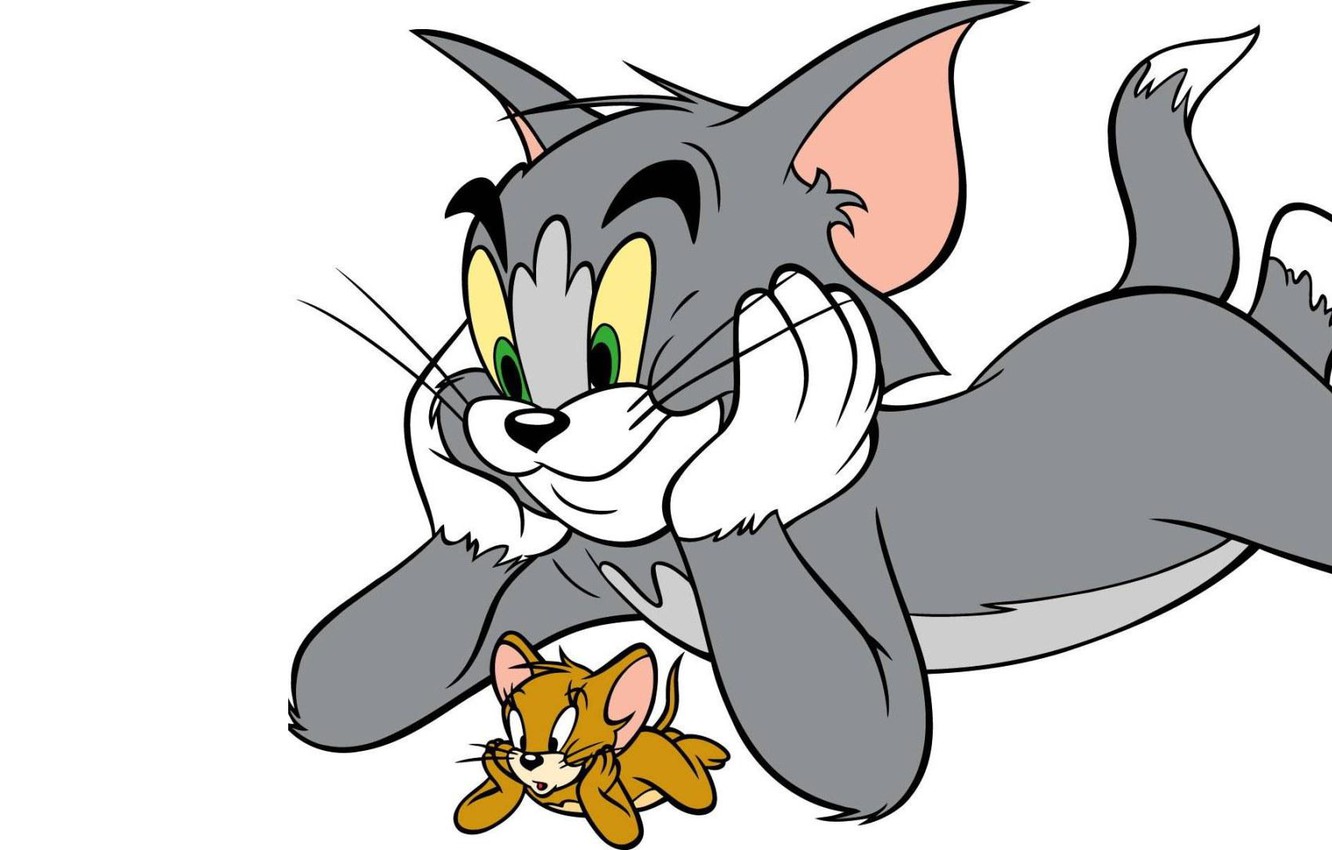 Photo Wallpaper Cat, Mouse, White Background, Tom And - Tom And Jerry White Background - HD Wallpaper 