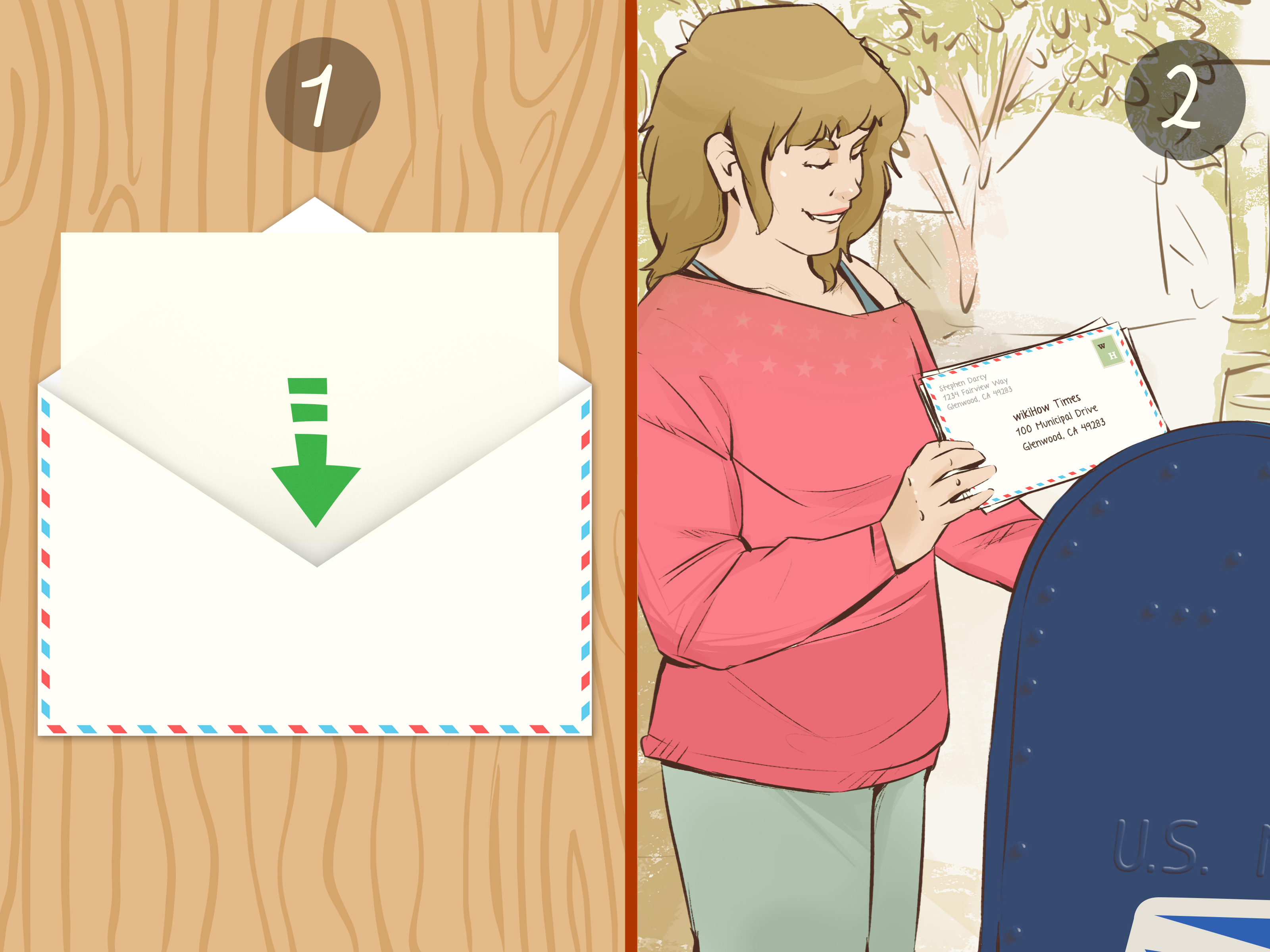 Image Titled Write A Thank You Letter Step - Drawing Of A Girl Putting Letter Into Letter Box - HD Wallpaper 