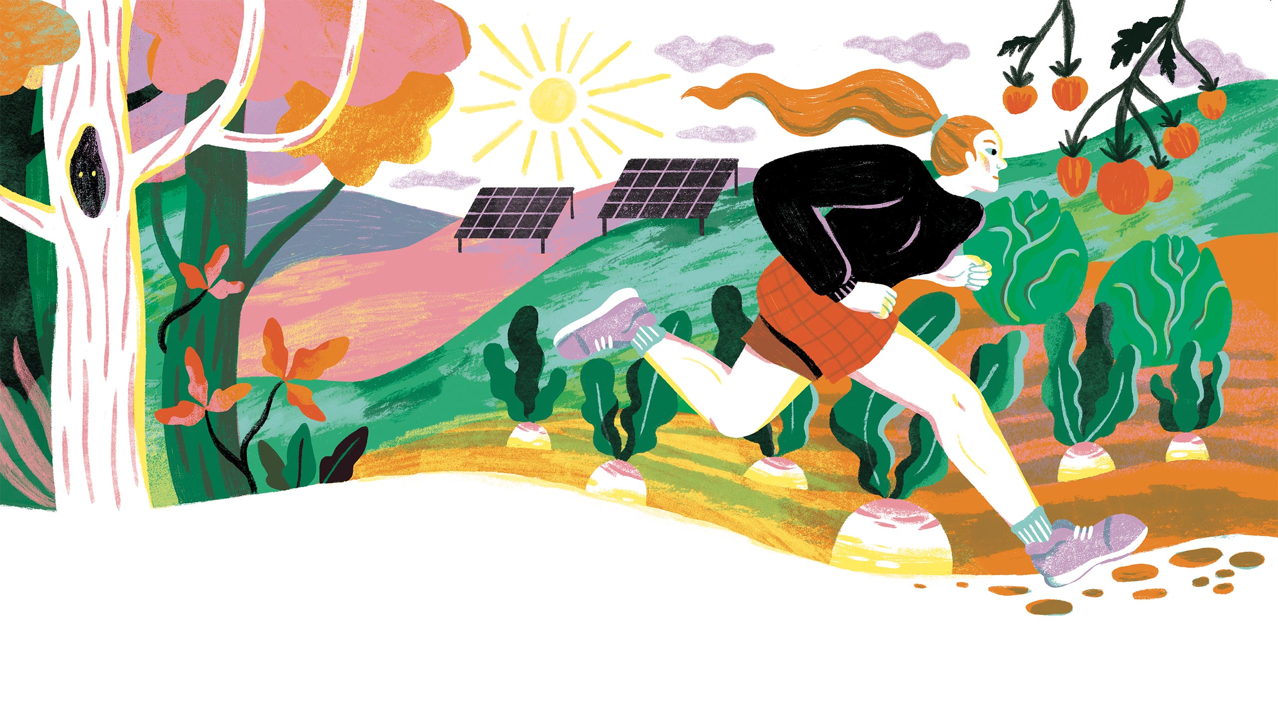 Trail Running Illustration - HD Wallpaper 