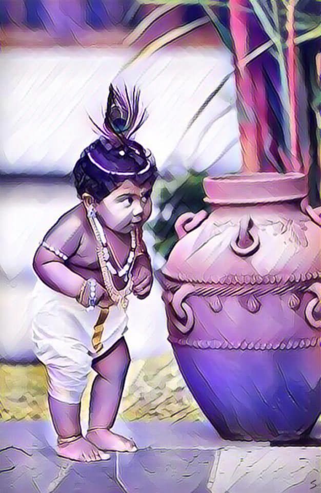 Animated Baby Lord Krishna - HD Wallpaper 