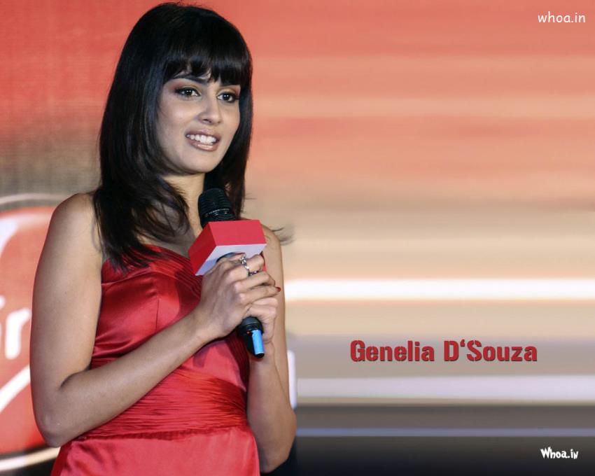 Genelia D Souza In Red Dress Hot Hd Wallpaper - Genelia D Souza In Black Dress - HD Wallpaper 