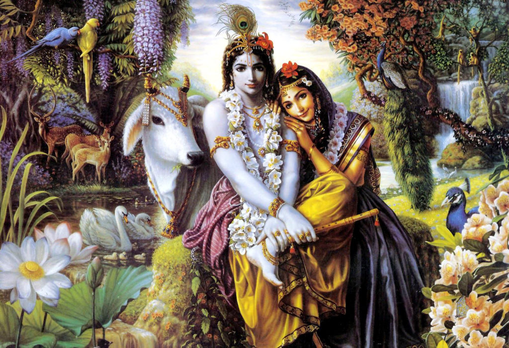 Lord Krishna And Radha Love - HD Wallpaper 