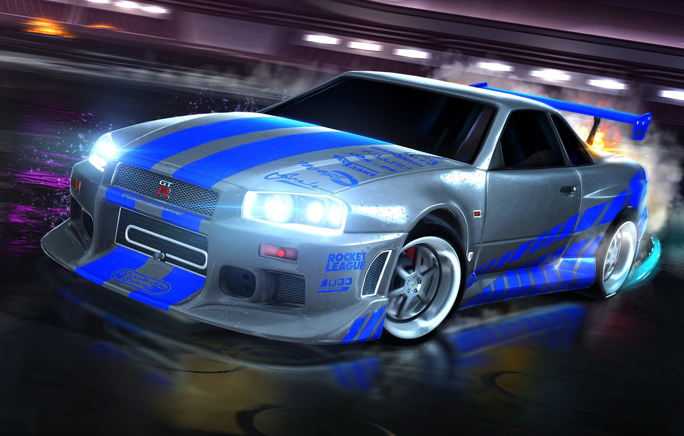 Photo Wallpaper Nissan, Skyline, Nissan, Skaylan, R34, - Rocket League Nissan Skyline - HD Wallpaper 