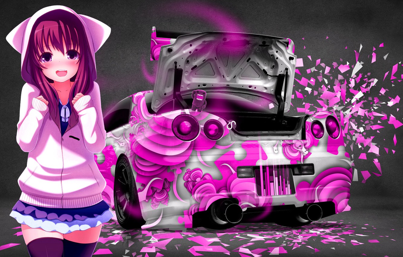Photo Wallpaper Girl, Auto, Machine, Nissan, Pink, - Hd Neko - HD Wallpaper 