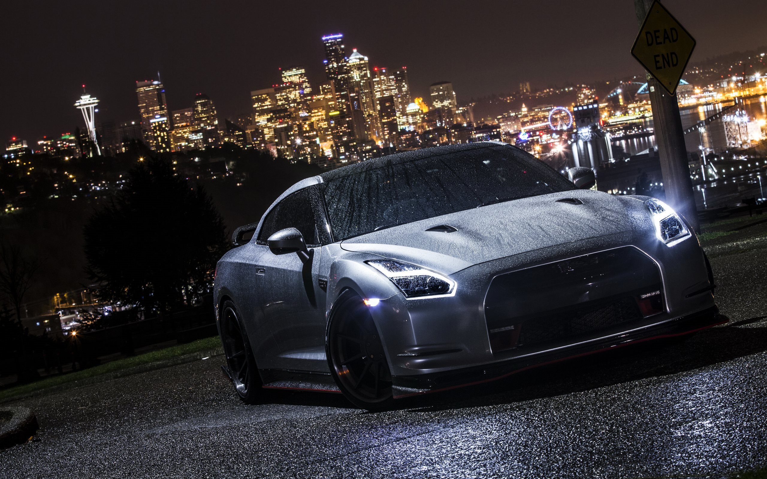 Nissan Gt R, R35, Nightscape, Supercars, Silver Gt - Fond Ecran Nissan Gtr - HD Wallpaper 