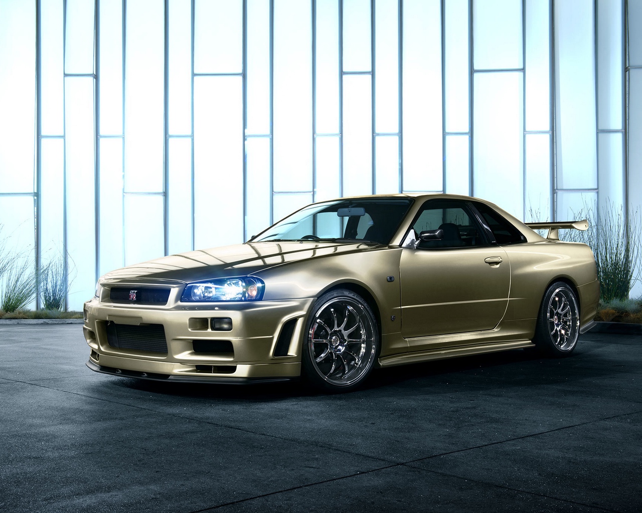 Wallpaper Nissan Skyline, R34, Golden, Side View - Nissan Skyline Gtr R34 - HD Wallpaper 