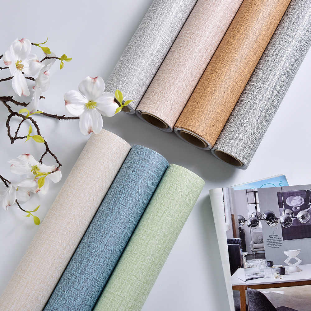 Selfsticking Solid Color Burlap Texture Wallpaper Wallpaper