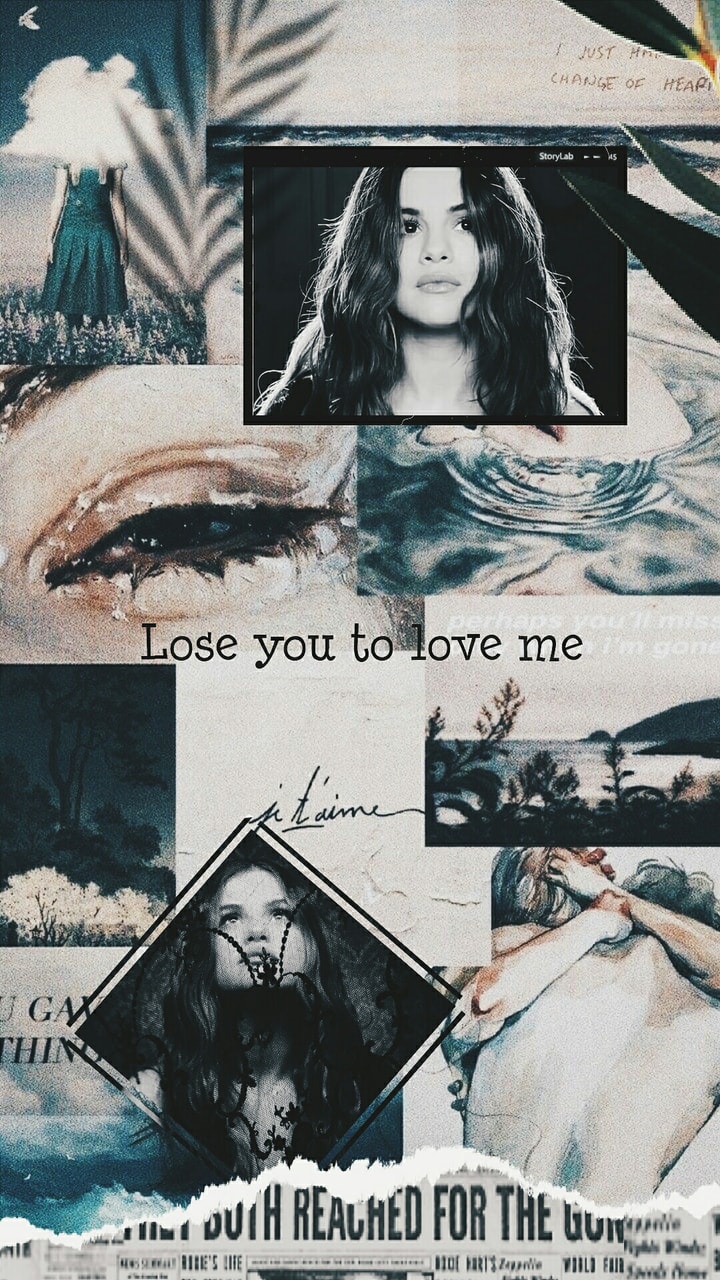 Black & White, Blue, And Collage Image - Selena Gomez Lose You To Love Me - HD Wallpaper 