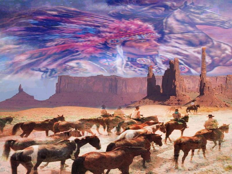 Native American Art Wallpaper Wallpapers Kid - Native American Vs Cowboys - HD Wallpaper 