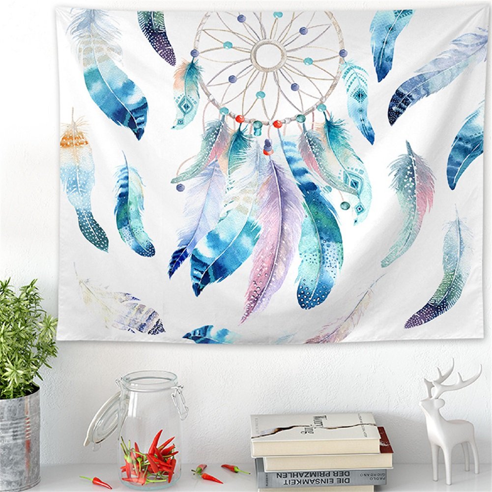 White 59 W X 51 L By Zhh Dream Catcher Tapestry Indian - Acuarela Atrapasueños Dibujo - HD Wallpaper 