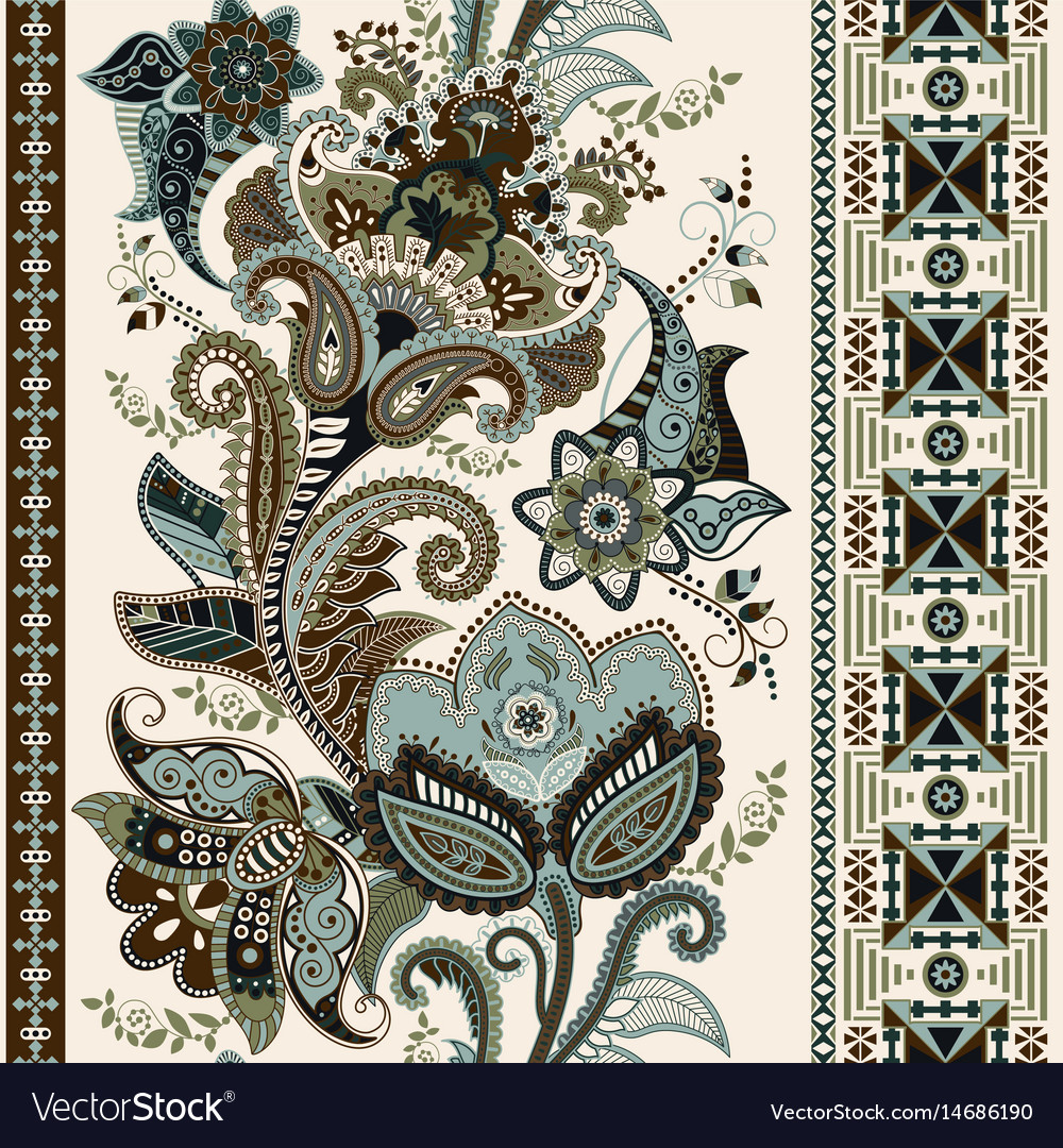 Seamless Paisley Floral Border - HD Wallpaper 