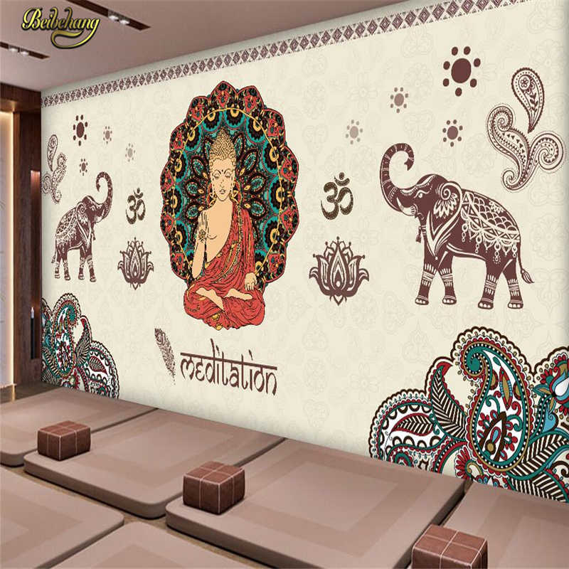 Beibehang Custom Thai Indian Buddhist Murals 3d Photo - Indian Ethnic Wallpaper For Walls - HD Wallpaper 