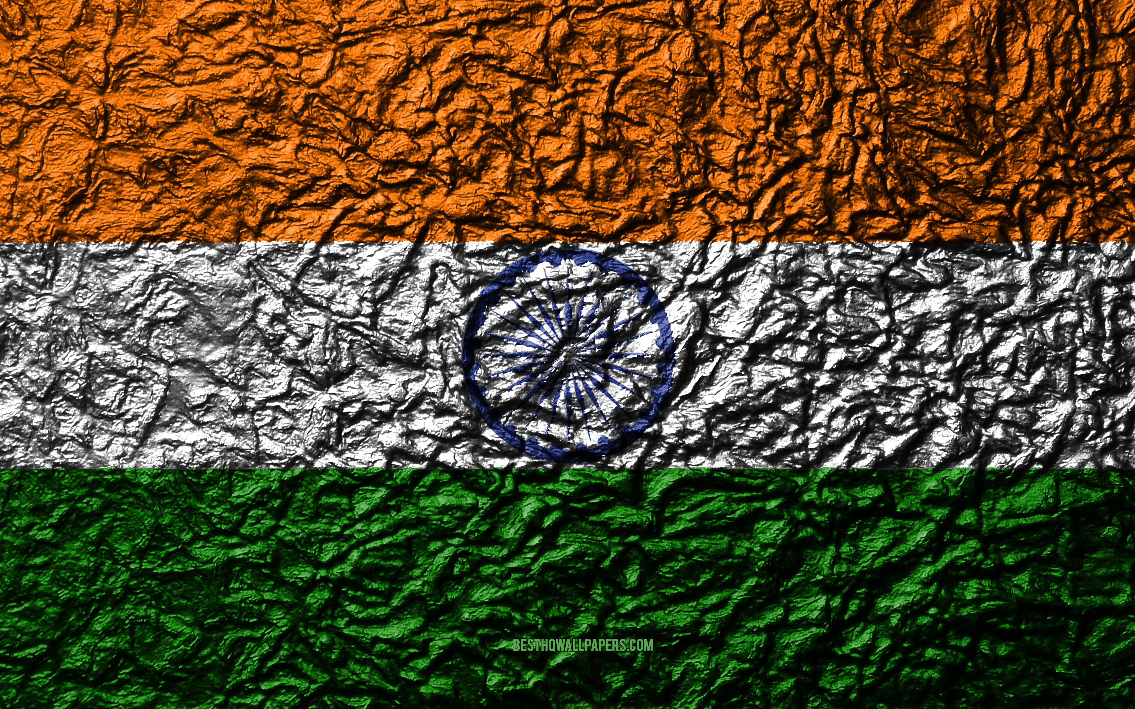 Flag Of India, 4k, Stone Texture, Waves Texture, Indian - Flag Cover Photo Bangladesh - HD Wallpaper 