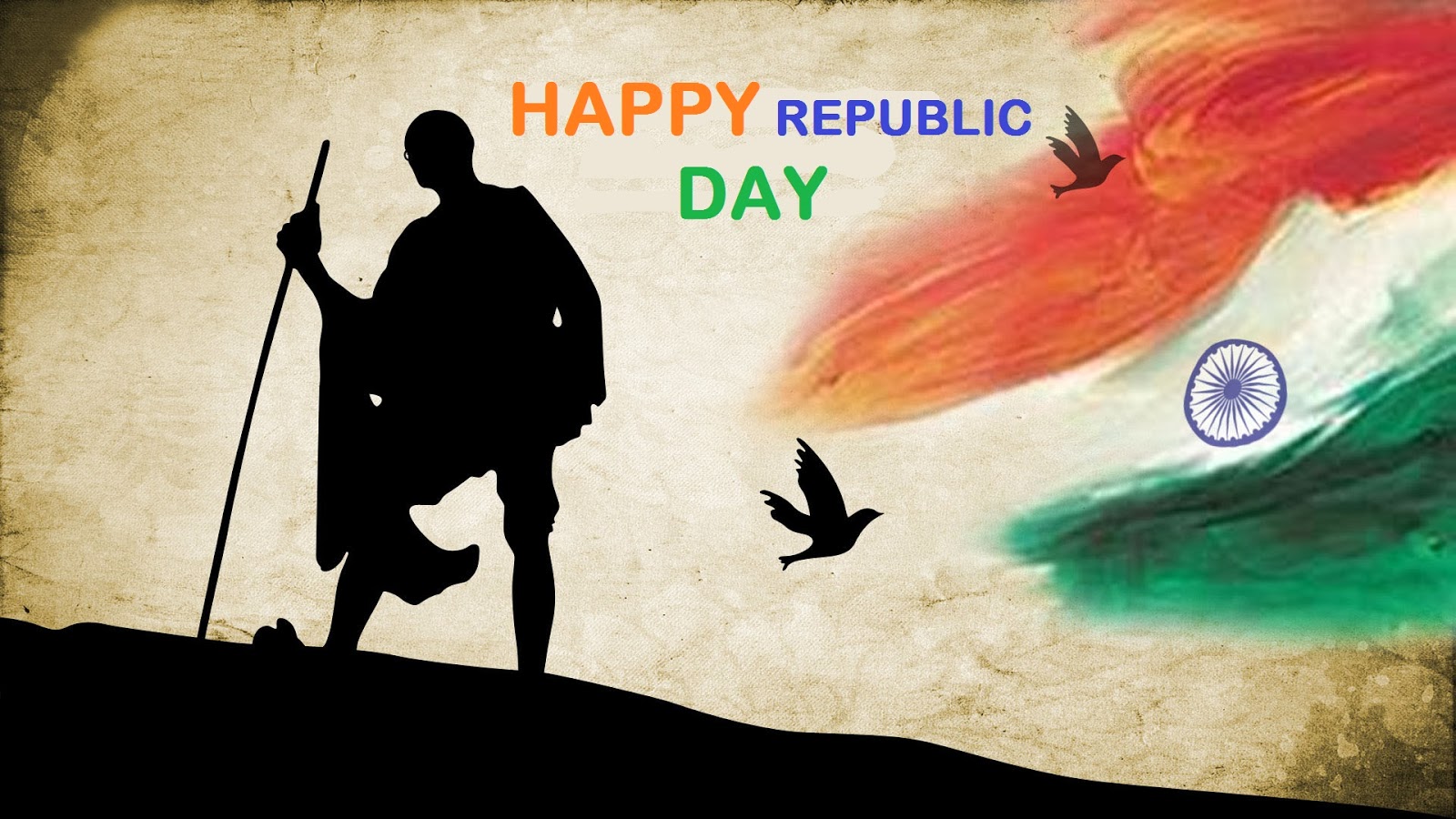 Happy Republic Day Wallpapers - Mahatma Gandhi Independence Day - HD Wallpaper 