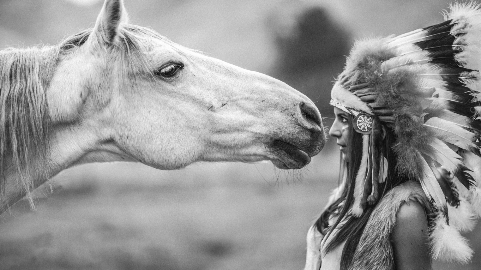 Native American Girl And Horse - HD Wallpaper 