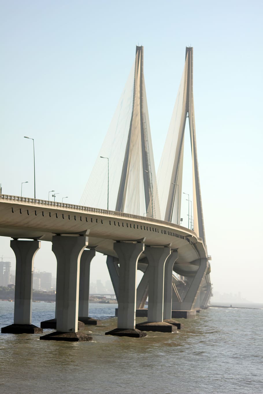 Suspension Bridge, Mumbai, Sea, Sky, Architecture, - Mumbai Suspension Bridge - HD Wallpaper 