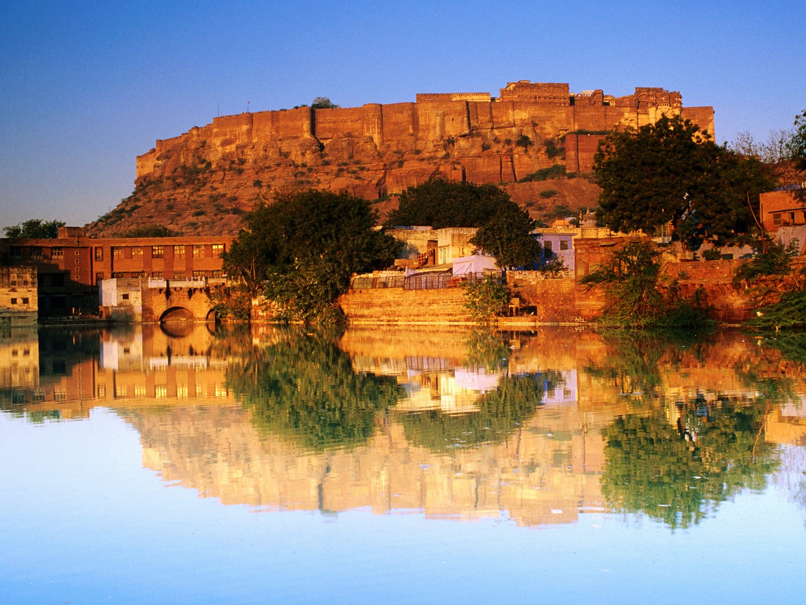 Fort Reflected Sunset India - Mehrangarh Fort - HD Wallpaper 