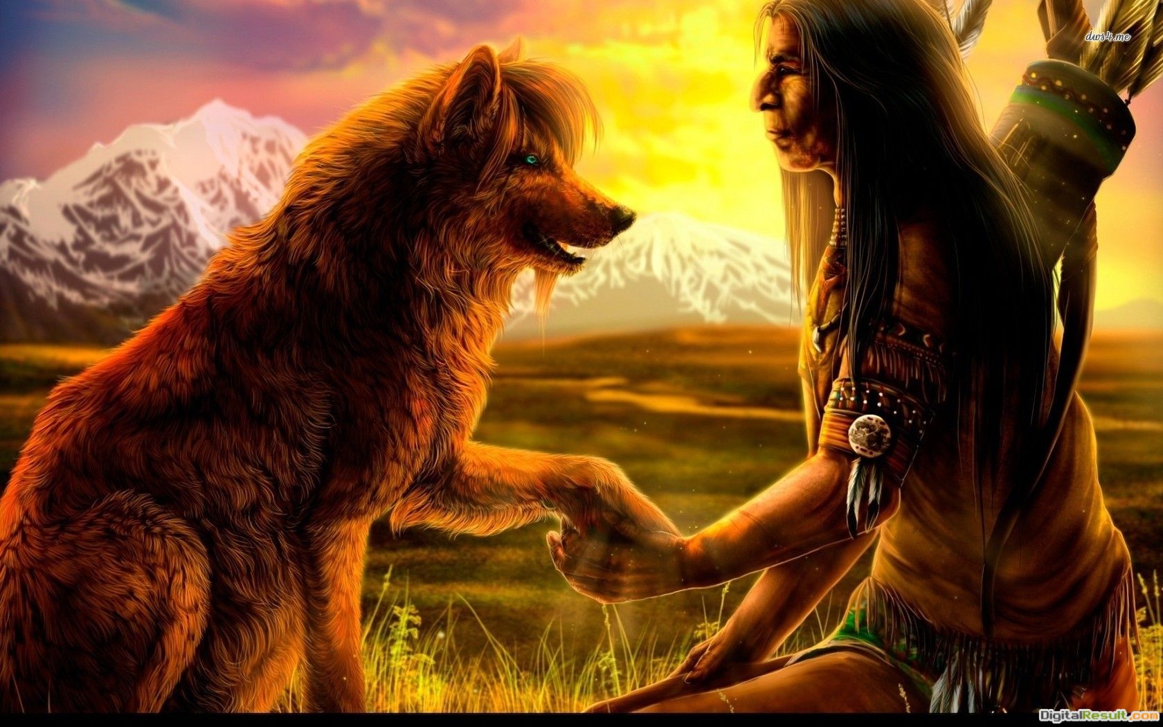 Wolf Native American Background - HD Wallpaper 