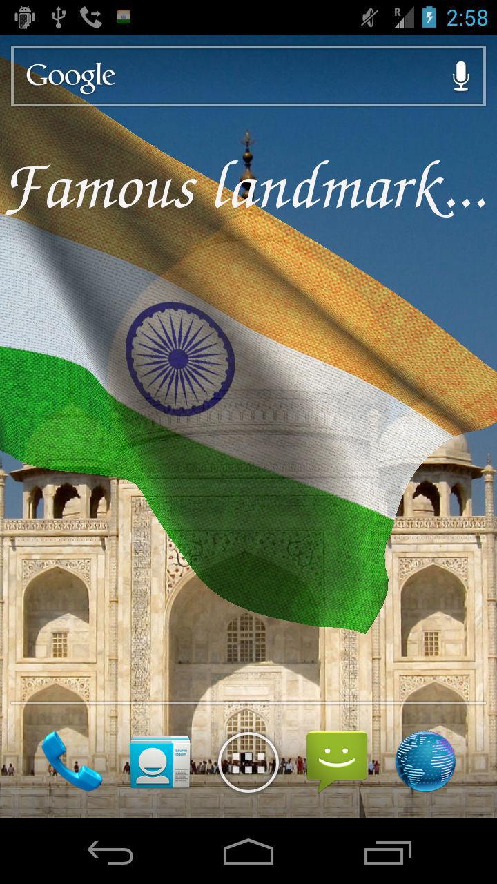 3d India Flag Live Wallpaper应用截图 - Taj Mahal - 720x1280 Wallpaper -  