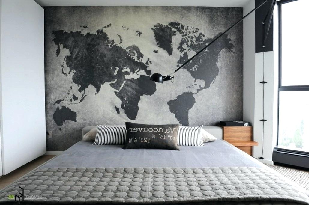 Gray Wallpaper For Walls - Vintage Map Wallpaper In Bedroom - HD Wallpaper 