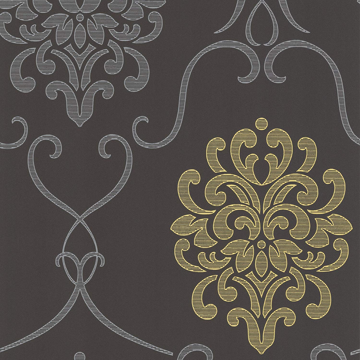 Decorline Dl30440 Suzette Grey Modern Damask Wallpaper - Brown Damask Wallpaper Modern Pattern - HD Wallpaper 