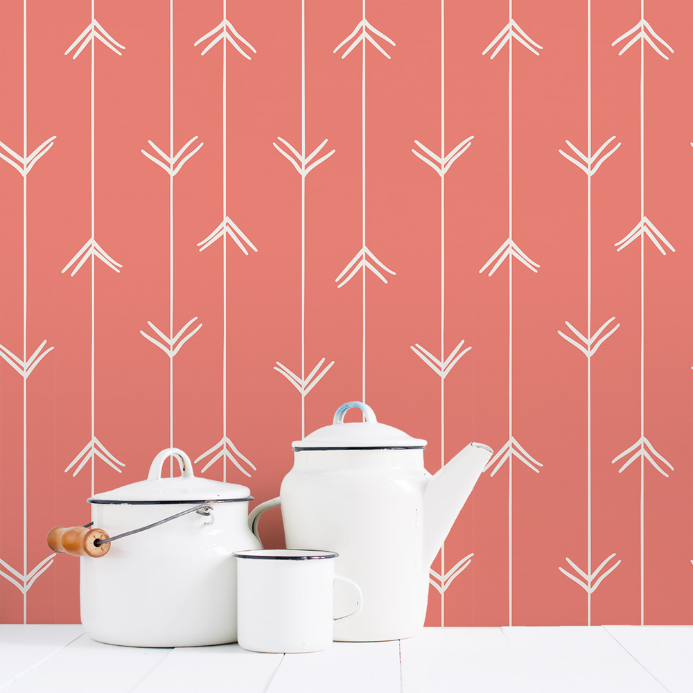 Salmon Colored Arrows Removable Wallpaper - Salmon Color - 1000x1000