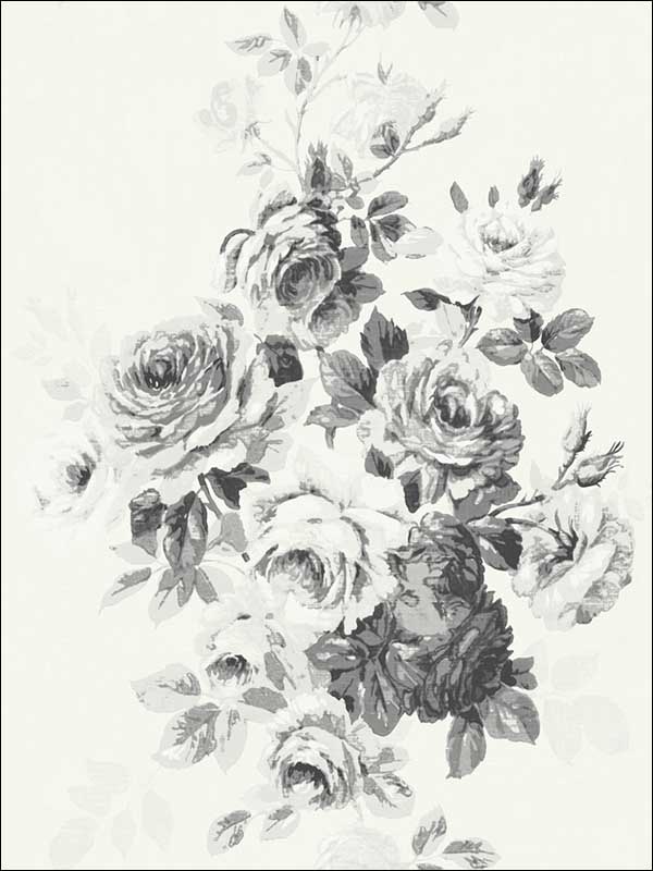 Tea Rose Black White On White Wallpaper Me1534 By York - Magnolia Home Tea Rose - HD Wallpaper 