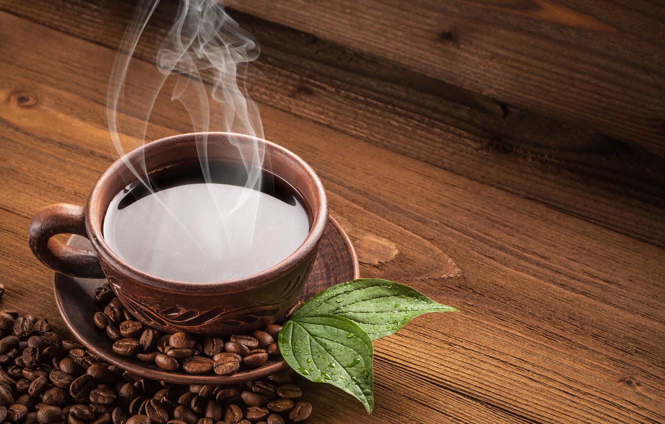 Photo Wallpaper Table, Tree, Coffee, Cup, Plate, Drink, - Coffee Romantic - HD Wallpaper 