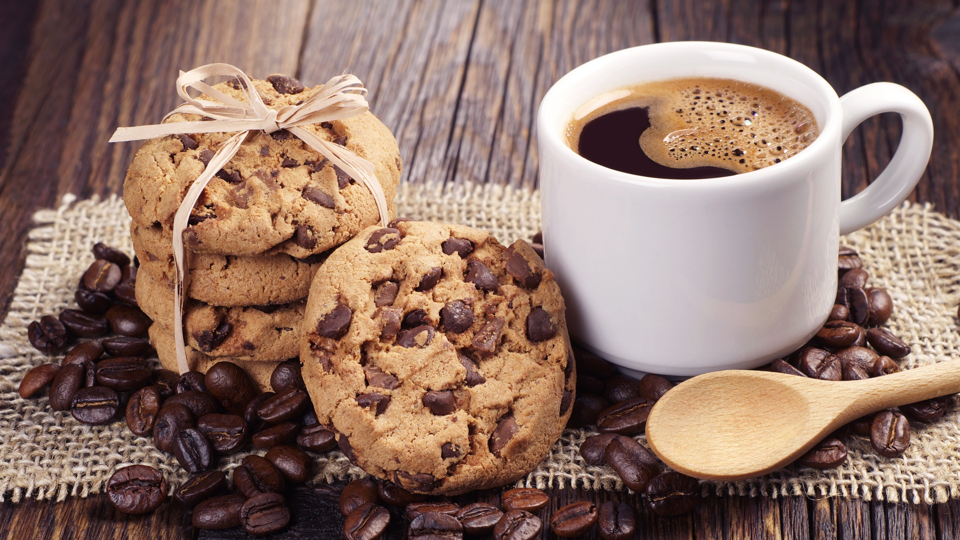 Cookies, Coffee, Cup, Coffee Beans, Drinks - Coffee And Cookies - HD Wallpaper 