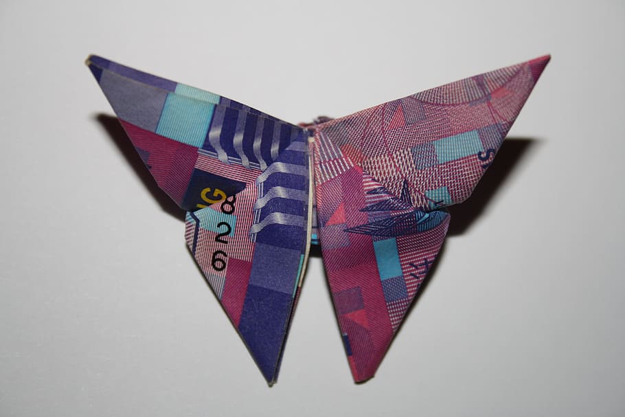 Purple And Pink Bow Tie, Dollar, Hong Kong, Butterfly, - Making Something With Paper - HD Wallpaper 