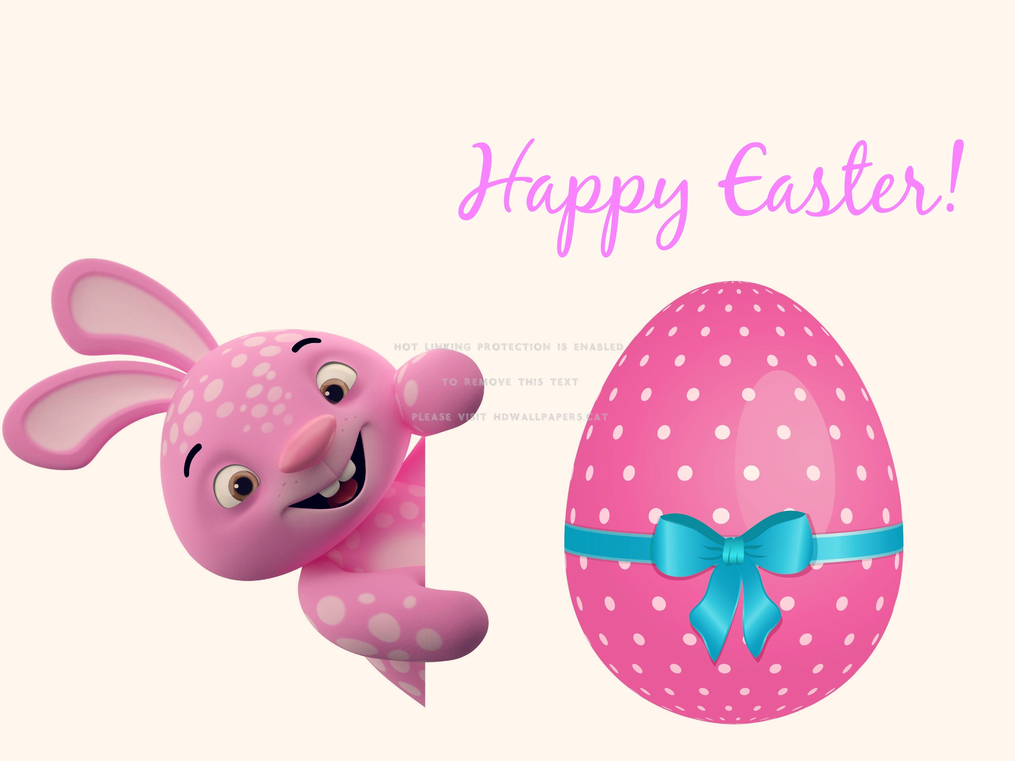 Happy Easter Bunny Egg Blue White Pink Bow - HD Wallpaper 