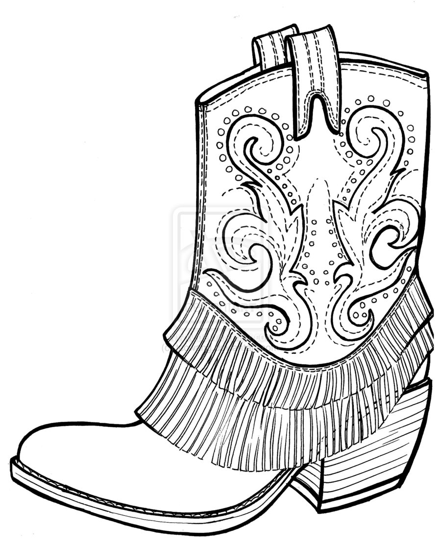 Pics Of Black And White Cowboy Boots Coloring Pages - Cowgirl Boots Coloring Page - HD Wallpaper 