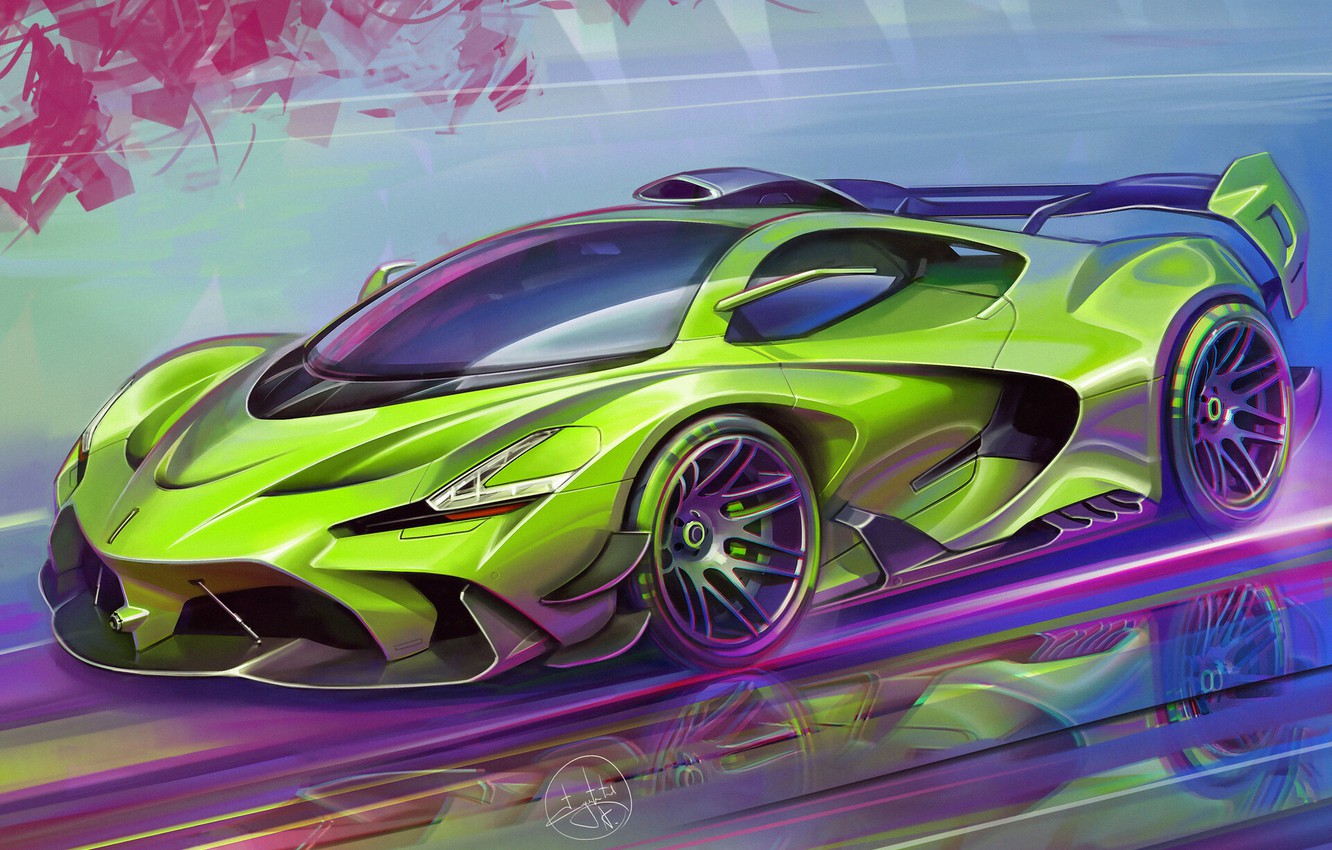 Photo Wallpaper Car, Art, Race Car, Sketch, Alexander - Lamborghini - HD Wallpaper 