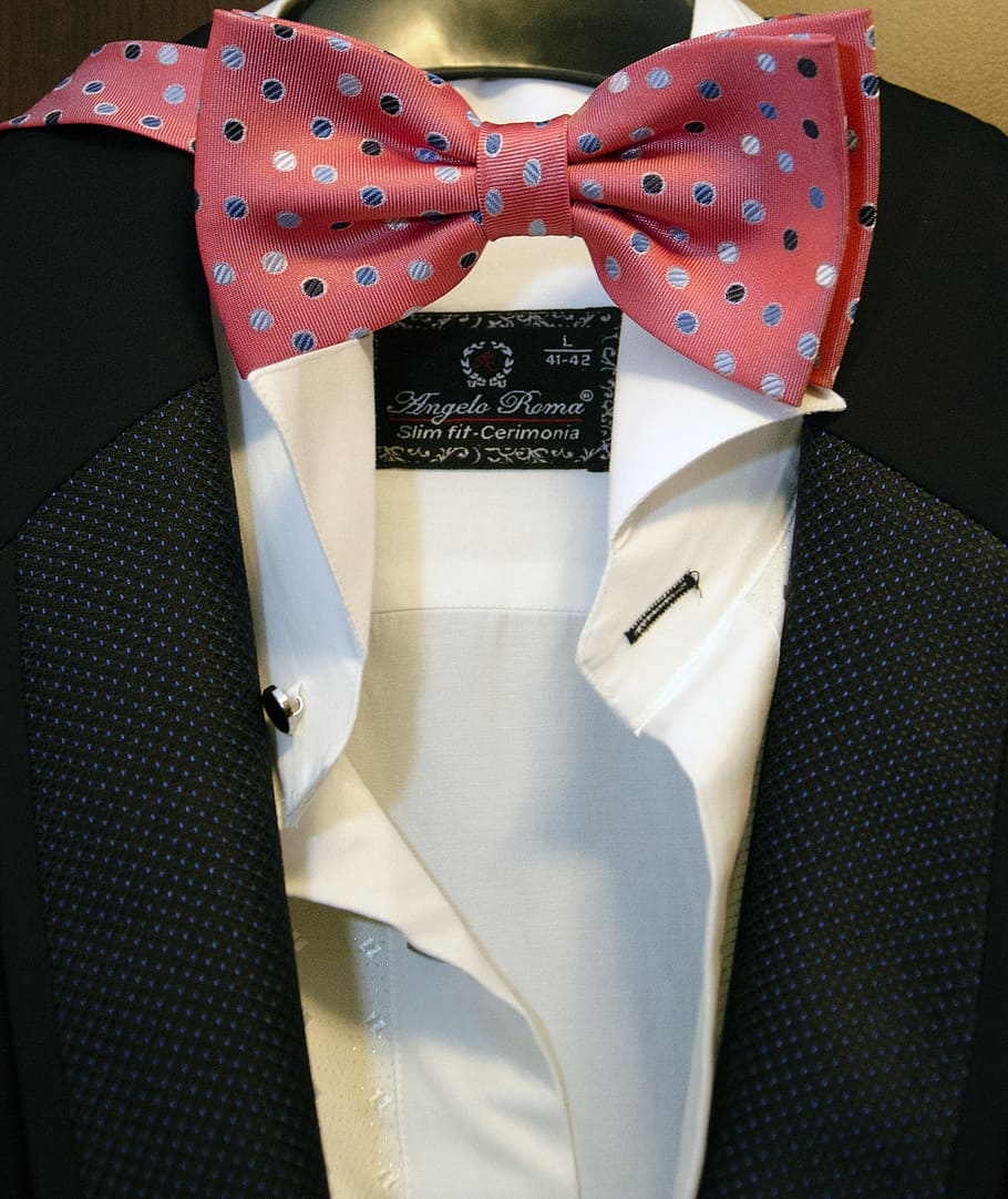 White And Pink Angels Roma Apparel, Bow, Suit, Male, - Wear A Bow Tie Vs Necktie - HD Wallpaper 