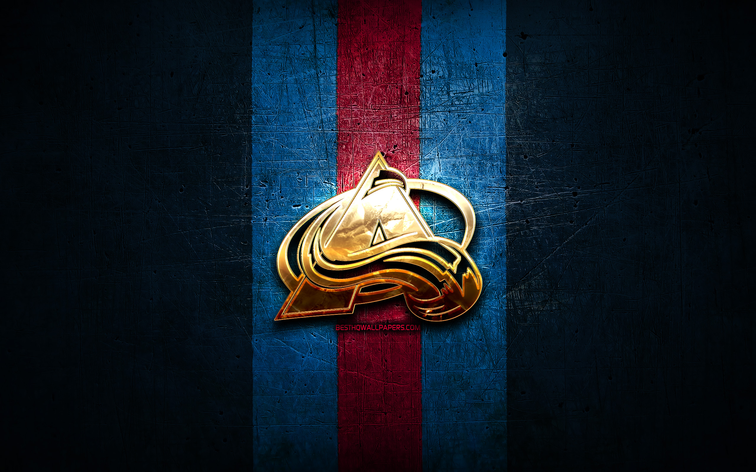 Colorado Avalanche, Golden Logo, Nhl, Blue Metal Background, - Flag - HD Wallpaper 