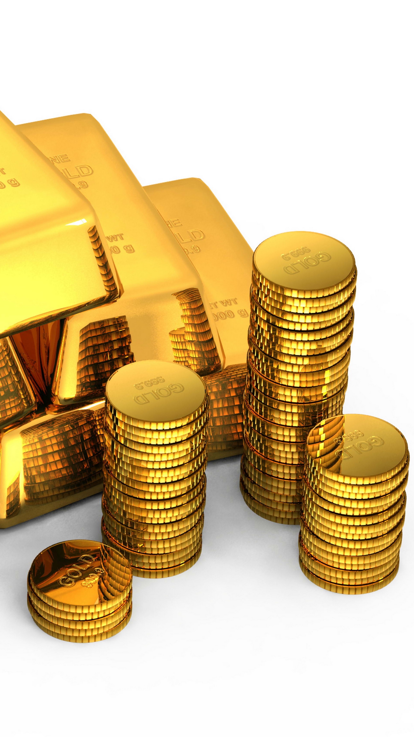 Wallpaper Gold, Bullion, Coins, White Background, Money - Gold And Money Wallpaper Hd Iphone - HD Wallpaper 