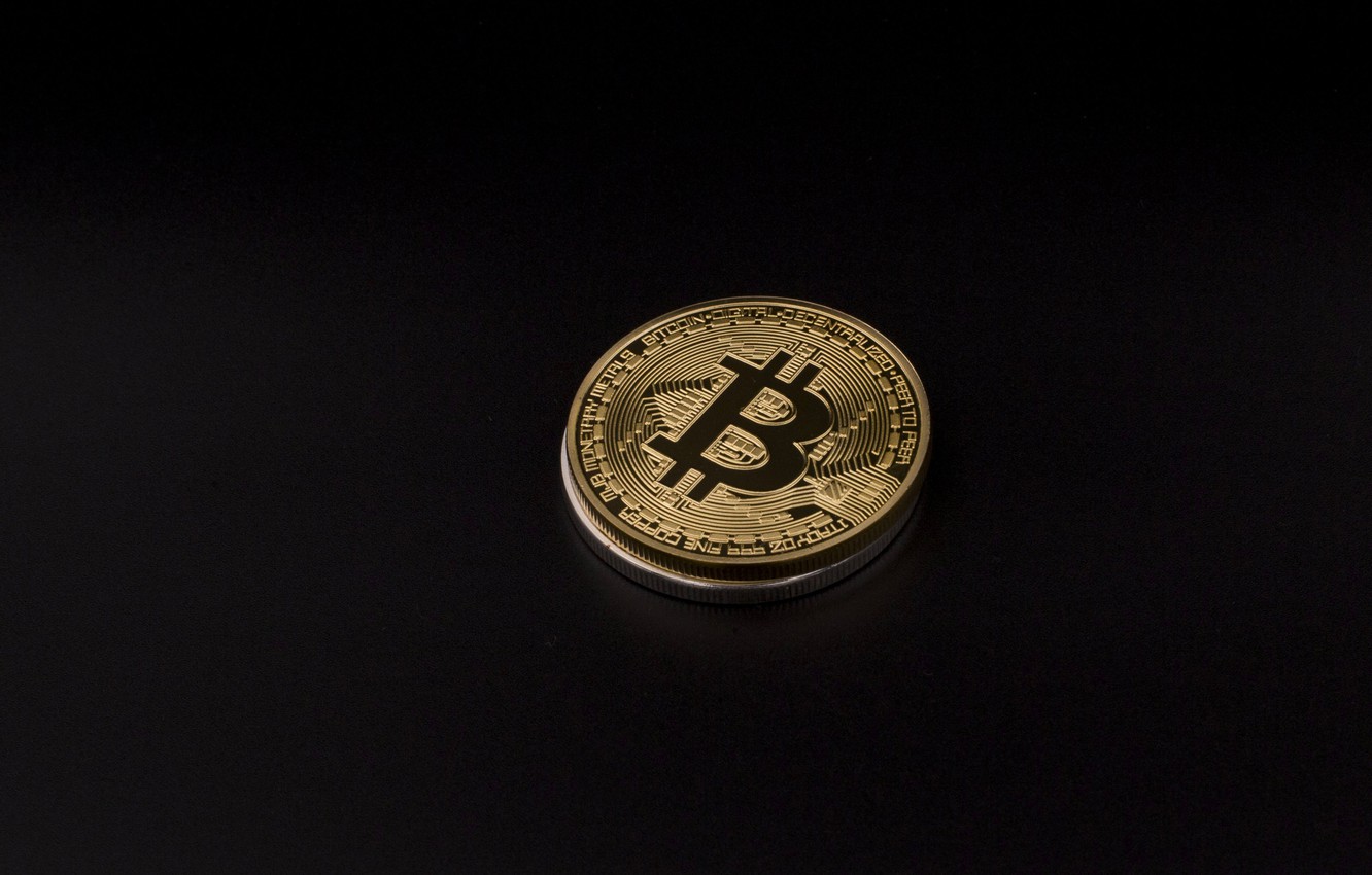 Photo Wallpaper Gold, Black, Coin, Bitcoin, Bitcoin, - Coin - HD Wallpaper 