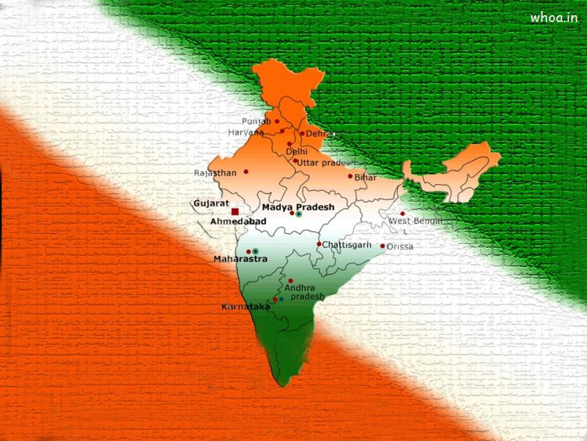 National Flag Of India Hd Wallpaper - Indian Flag With Indian Map - HD Wallpaper 