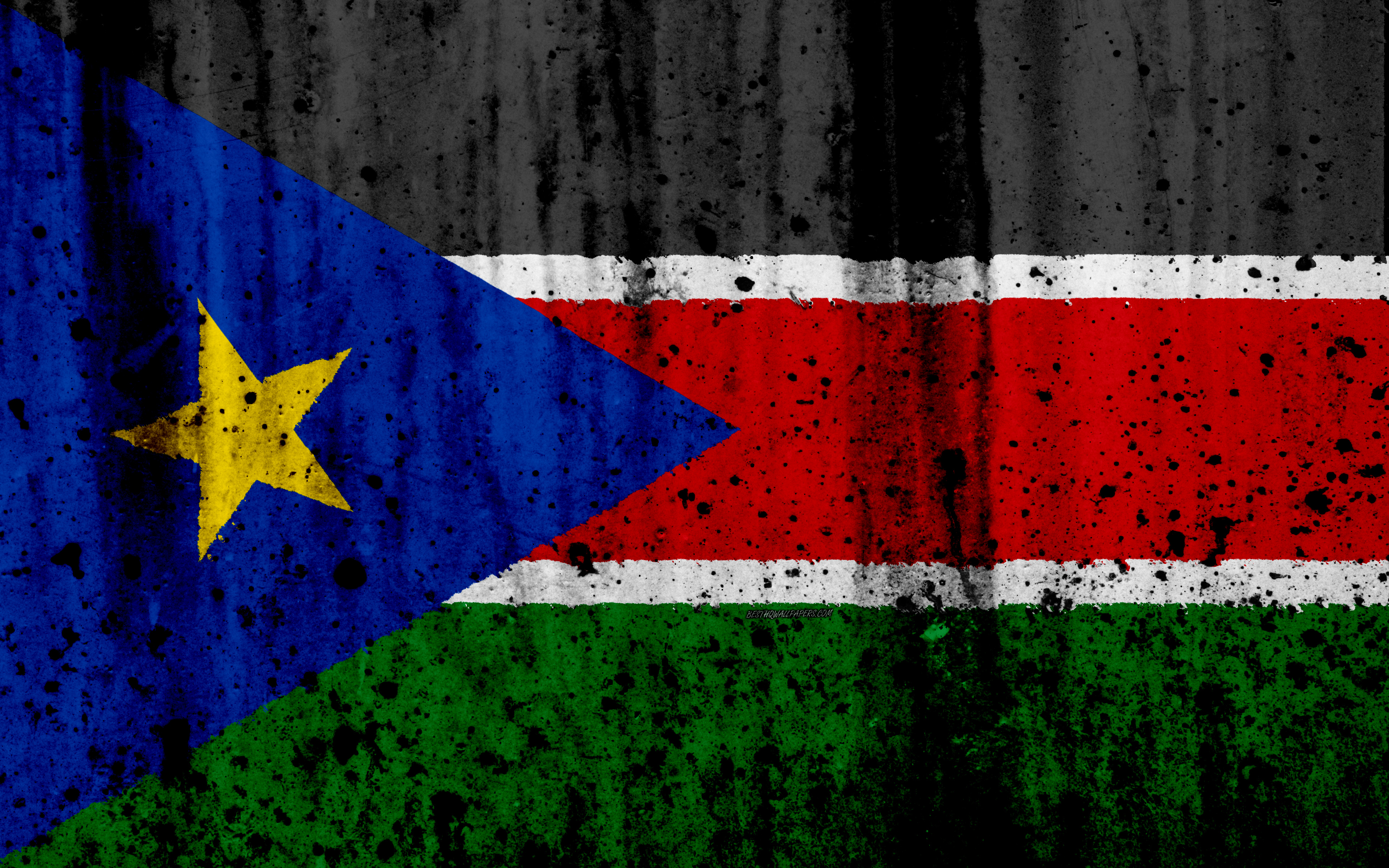 South Sudan Flag, 4k, Grunge, Flag Of South Sudan, - South Sudan Flag Wallpaper Hd - HD Wallpaper 