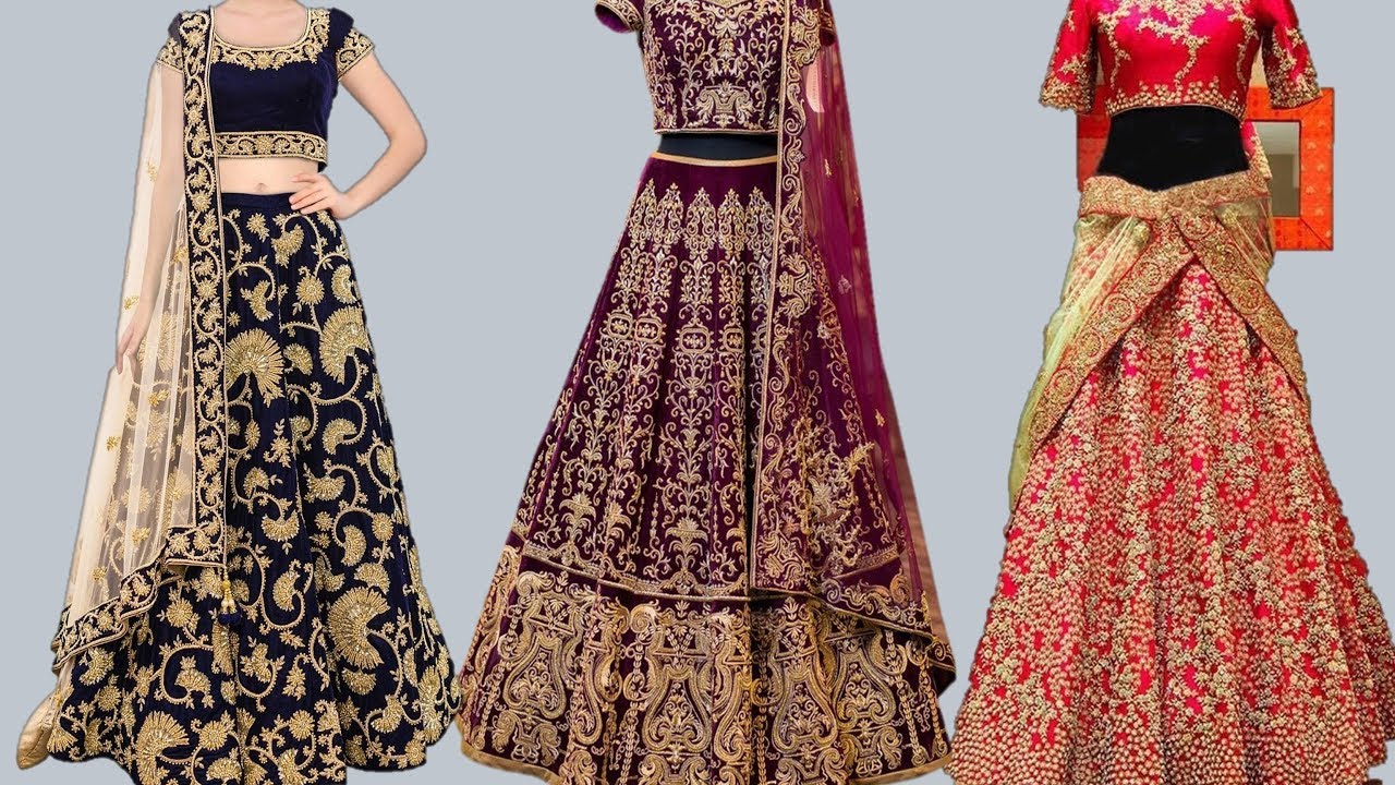 Lehenga Choli Blue And Gold - HD Wallpaper 