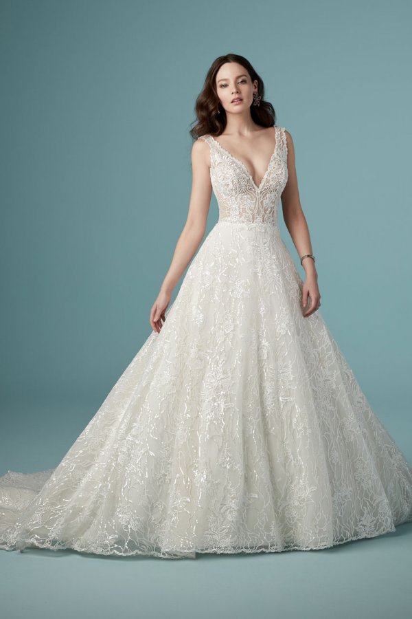 Sparkly A Line Wedding Dress - HD Wallpaper 