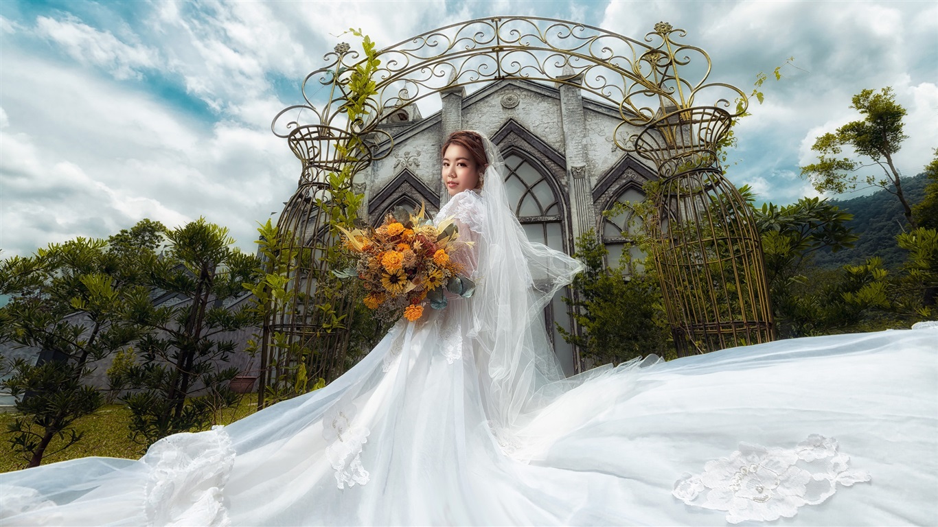 Beautiful Asian Woman Bride - HD Wallpaper 