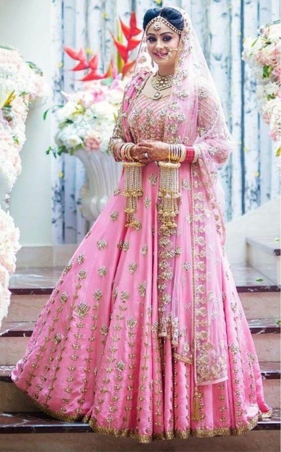 New Lehanga Design - Pink Colour Bridal Lehenga - HD Wallpaper 