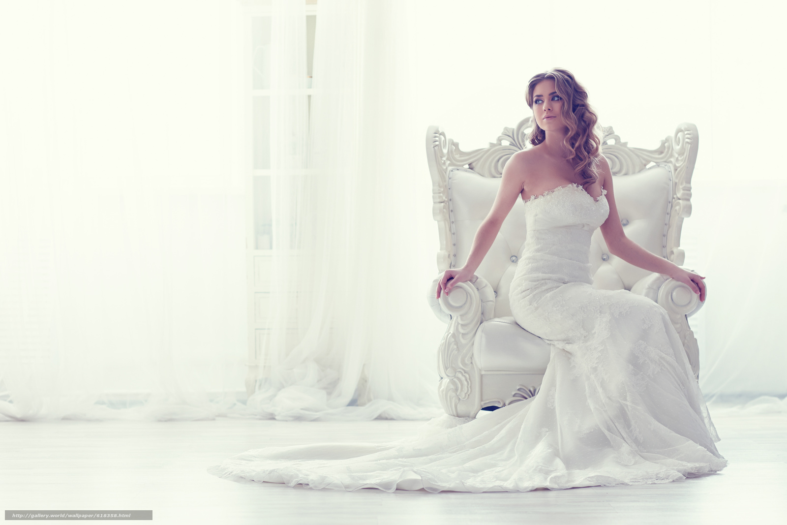 Download Wallpaper Bride, Wedding Dress, Dress, Chair - Vestido Noiva - HD Wallpaper 