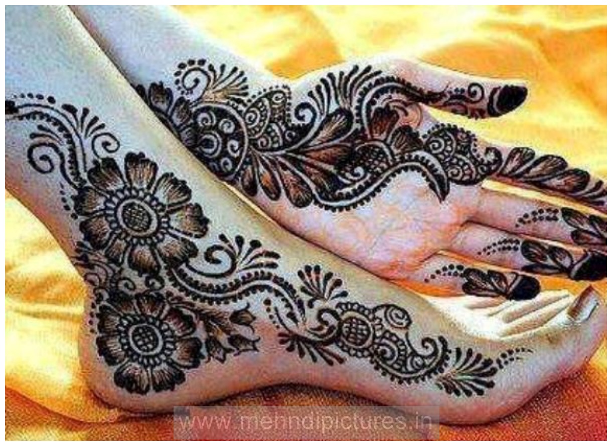 Hand Feet Karva Chauth Mehndi Design - Normal Mehndi Designs For Legs - HD Wallpaper 